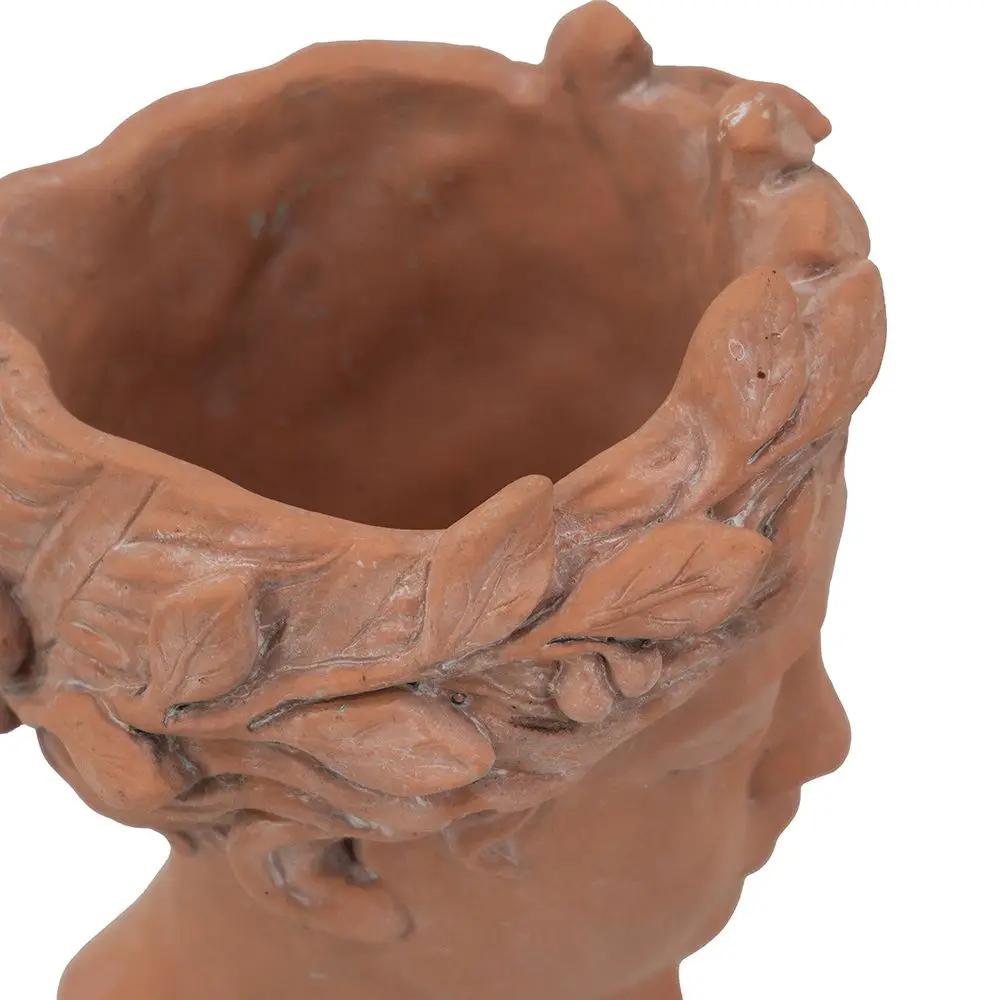 Visage Head Bust Planter Brown Cement Indoor Use