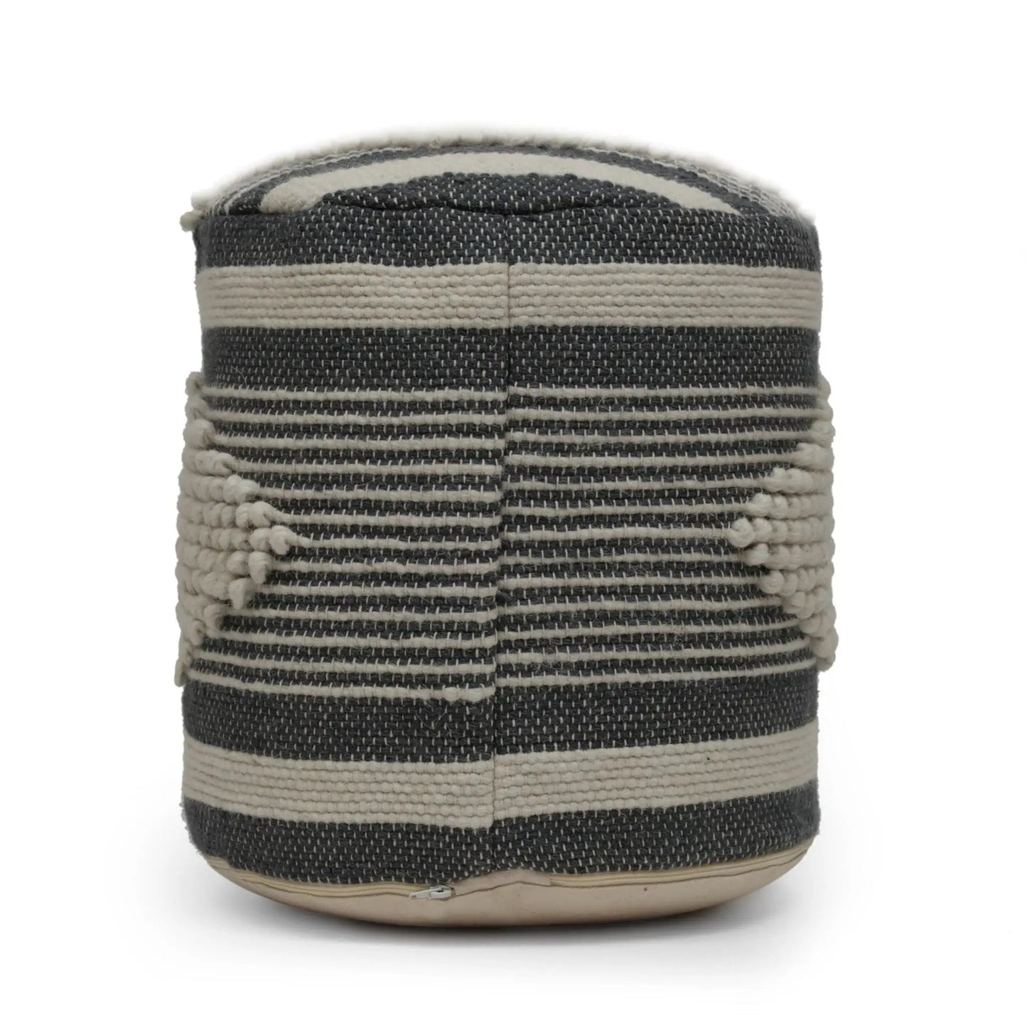 Diamond Handcrafted Cylindrical Wool Pouf