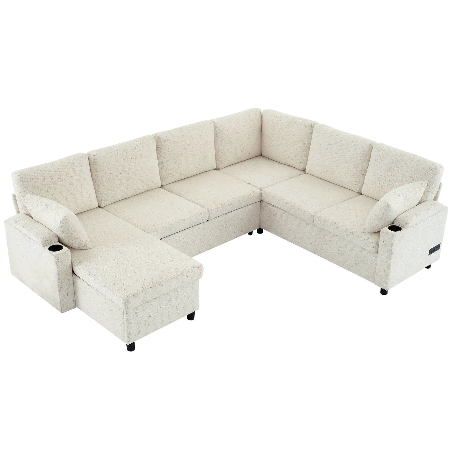 U Shaped Sectional Sleeper Sofa With Ports
