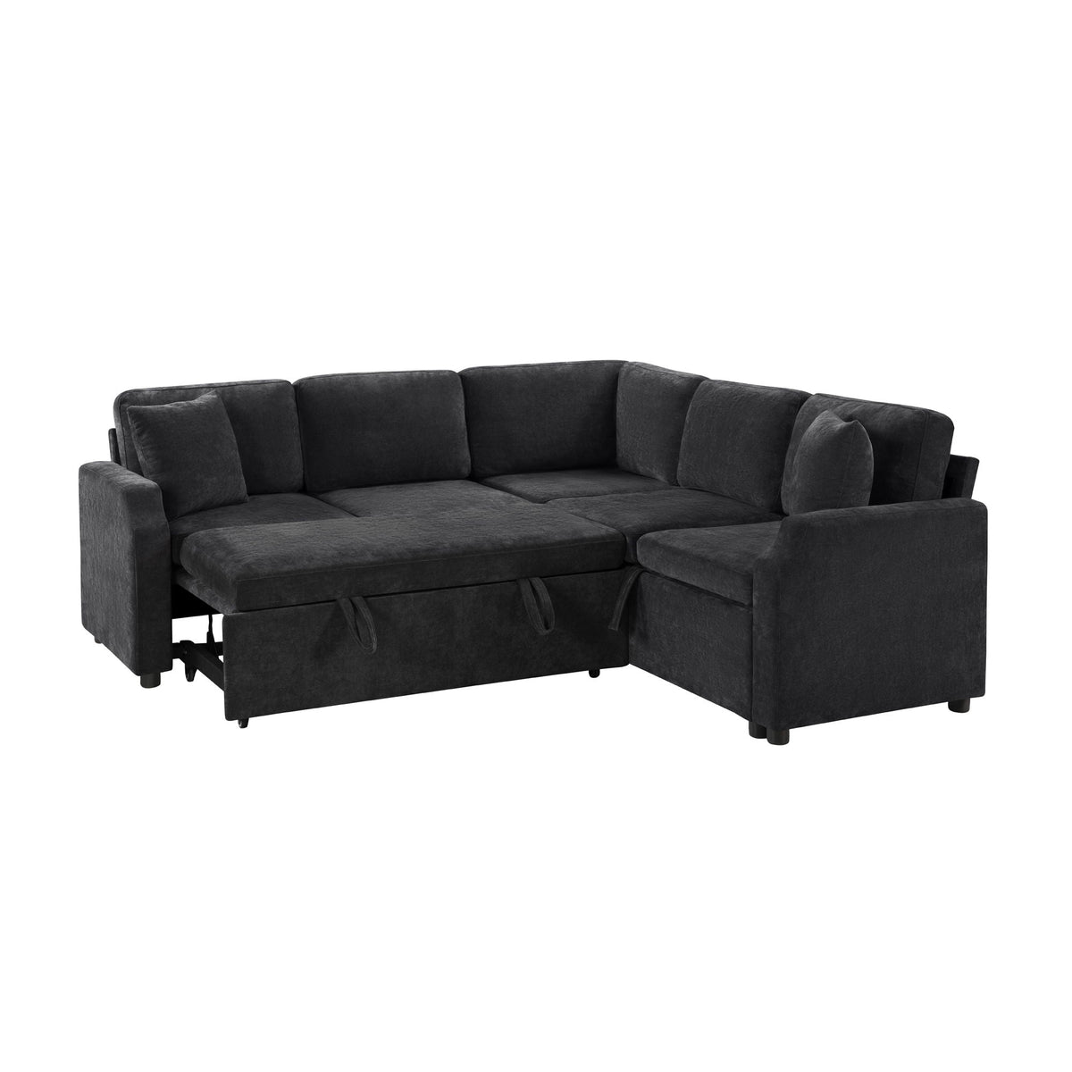 L-shaped sleeper sectional sofa bed by HouseOfZazla in dark gray upholstery with storage on Tampa Home & Garden Store