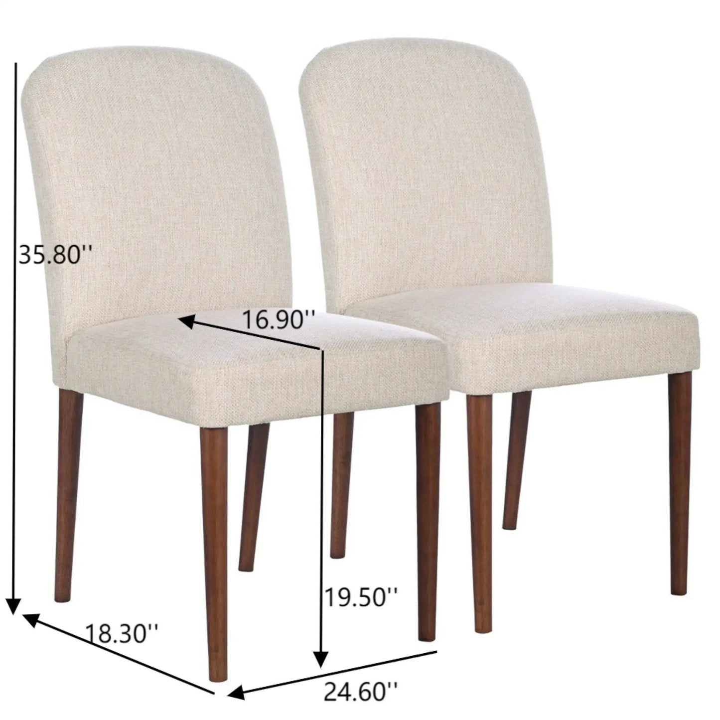 Capri Dining Chair Set of 2 Beige Linen Deluxe