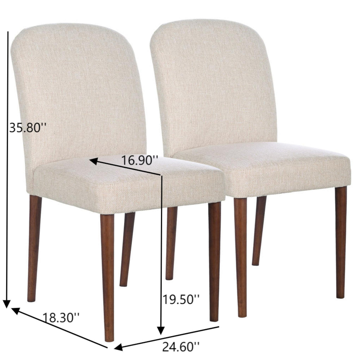 Beige linen dining chair set of 2 with solid wood legs Capri by HouseOfZazla on Tampa Home & Garden Store