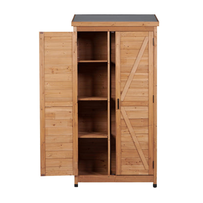Outdoor Shed With Vertical Tool Cabinet and Shelf