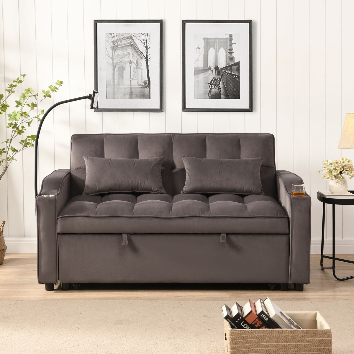 Modern Loveseat Futon Sofa with Pullout Bed