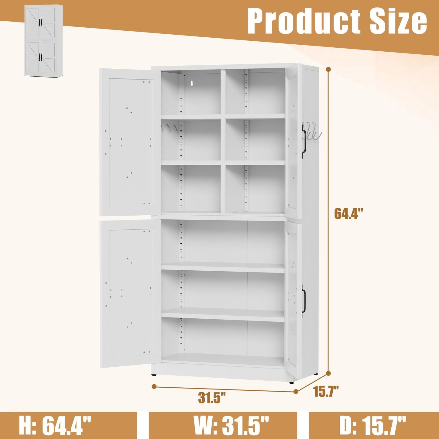 Kitchen pantry cabinet with adjustable shelves, white, heavy-duty storage by HouseOfZazla on Tampa Home & Garden Store