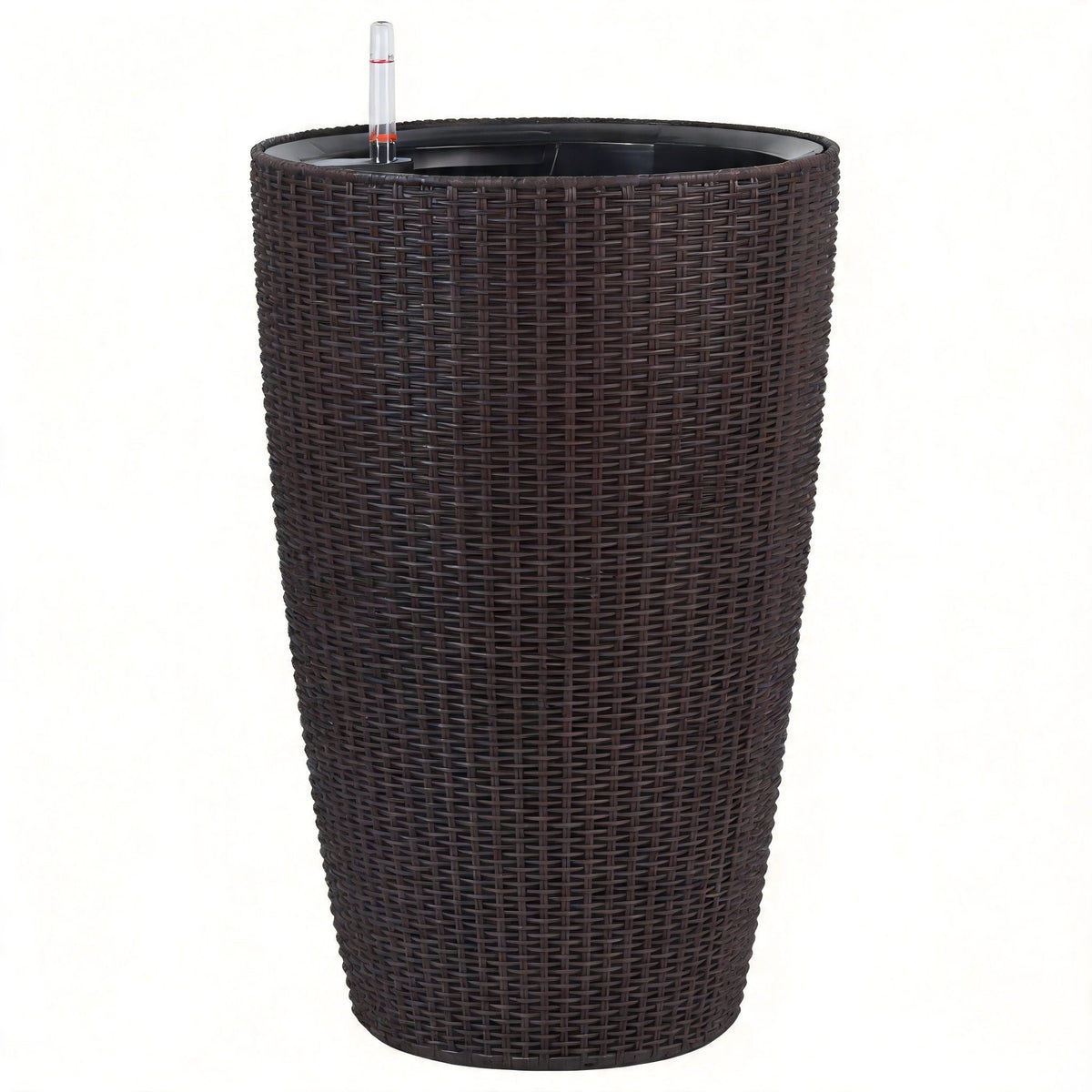 Tall brown wicker planters set of 4 with water level monitor and auto watering by HouseOfZazla on Tampa Home & Garden Store