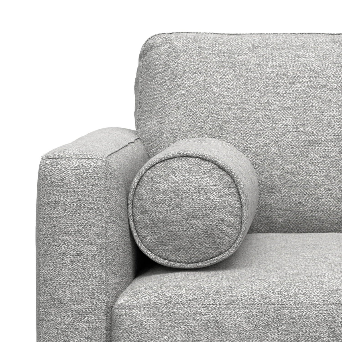 Wide Arm Chair with removable cushions in gray textured fabric on Tampa Home & Garden Store