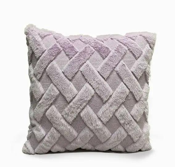 Plush Solid Color Sofa Pillowcase for Living Room