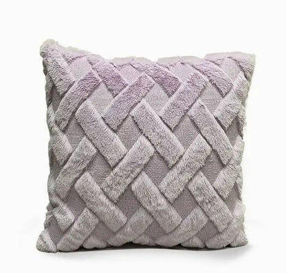Plush Solid Color Sofa Pillowcase for Living Room