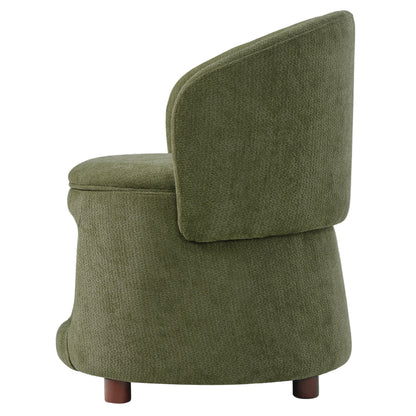 Green pet friendly chair with rounded back and textured upholstery, wooden legs on Tampa Home & Garden Store