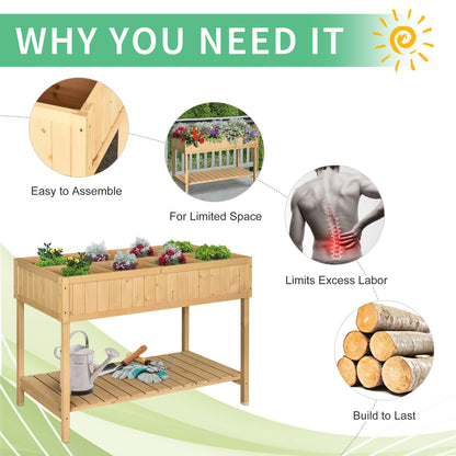 Outsunny 43in wooden raised garden bed with 8 pockets and shelf HouseOfZazla Garden Pots & Planters on Tampa Home & Garden Store