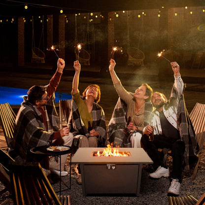 Modern Steel And Black Outdoor Fire Pit Table