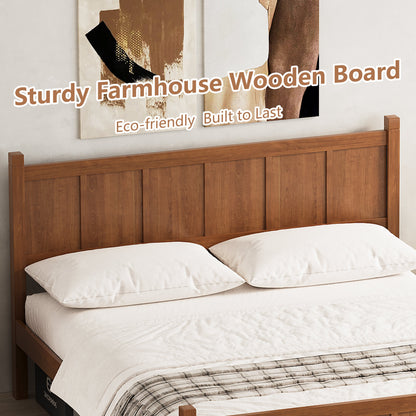 Queen Size Flat Panel Bed with Headboard and Footboard wooden bed frame in warm wood finish by HouseOfZazla on Tampa Home & Garden Store