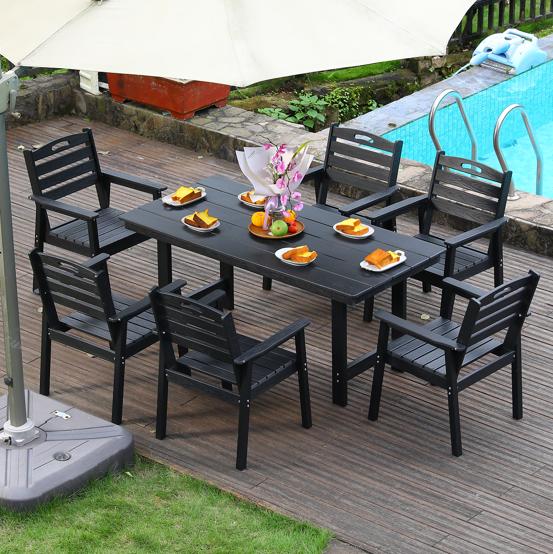 HDPE Outdoor Patio Dining Set and Six Chairs