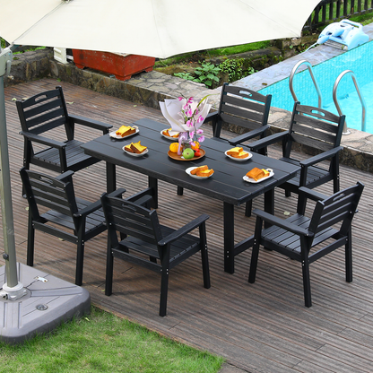 HDPE Outdoor Patio Dining Set and Six Chairs