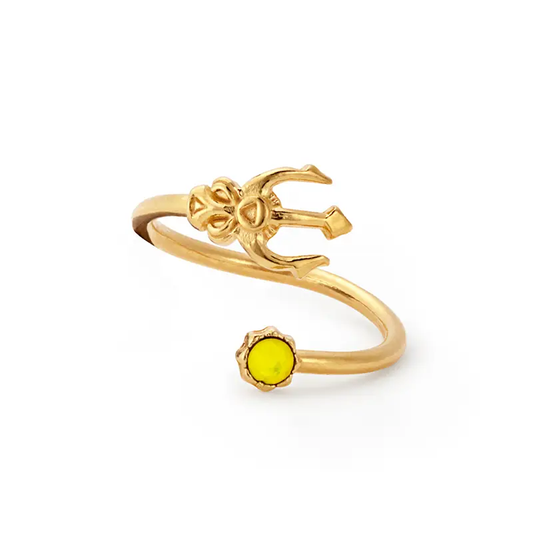 Trident Yellow Stone Wrap Ring gold-tone band with trident motif by ALEX AND ANI on Tampa Home & Garden Store