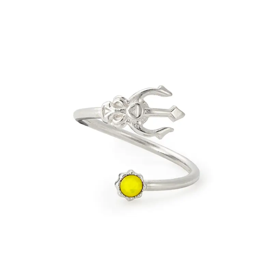 Trident Yellow Stone Wrap Ring, silver-tone band with yellow cabochon by ALEX AND ANI on Tampa Home & Garden Store