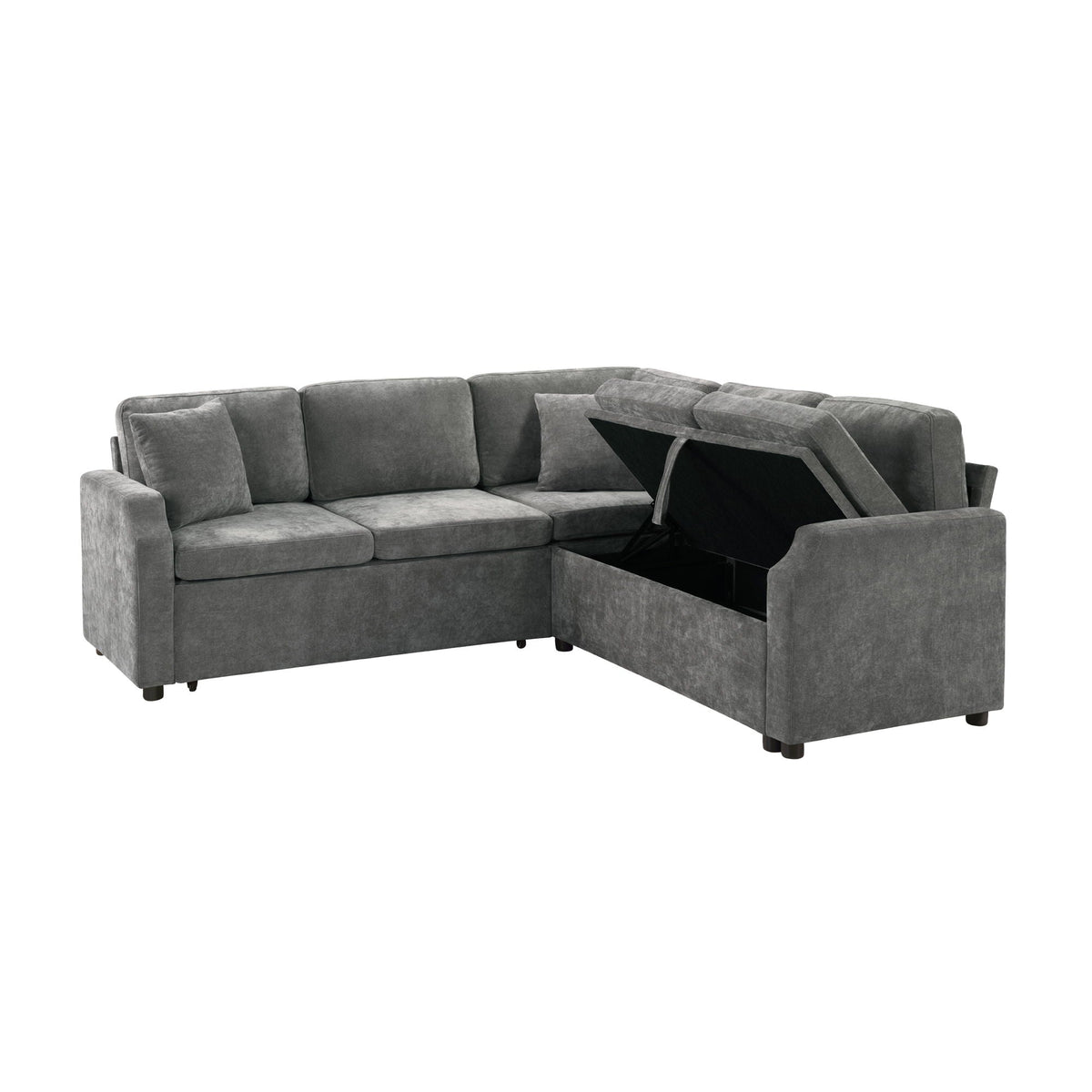 L-shaped sleeper sectional sofa bed in gray fabric with hidden storage by HouseOfZazla on Tampa Home & Garden Store