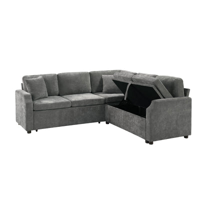 L-shaped sleeper sectional sofa bed in gray fabric with hidden storage by HouseOfZazla on Tampa Home & Garden Store
