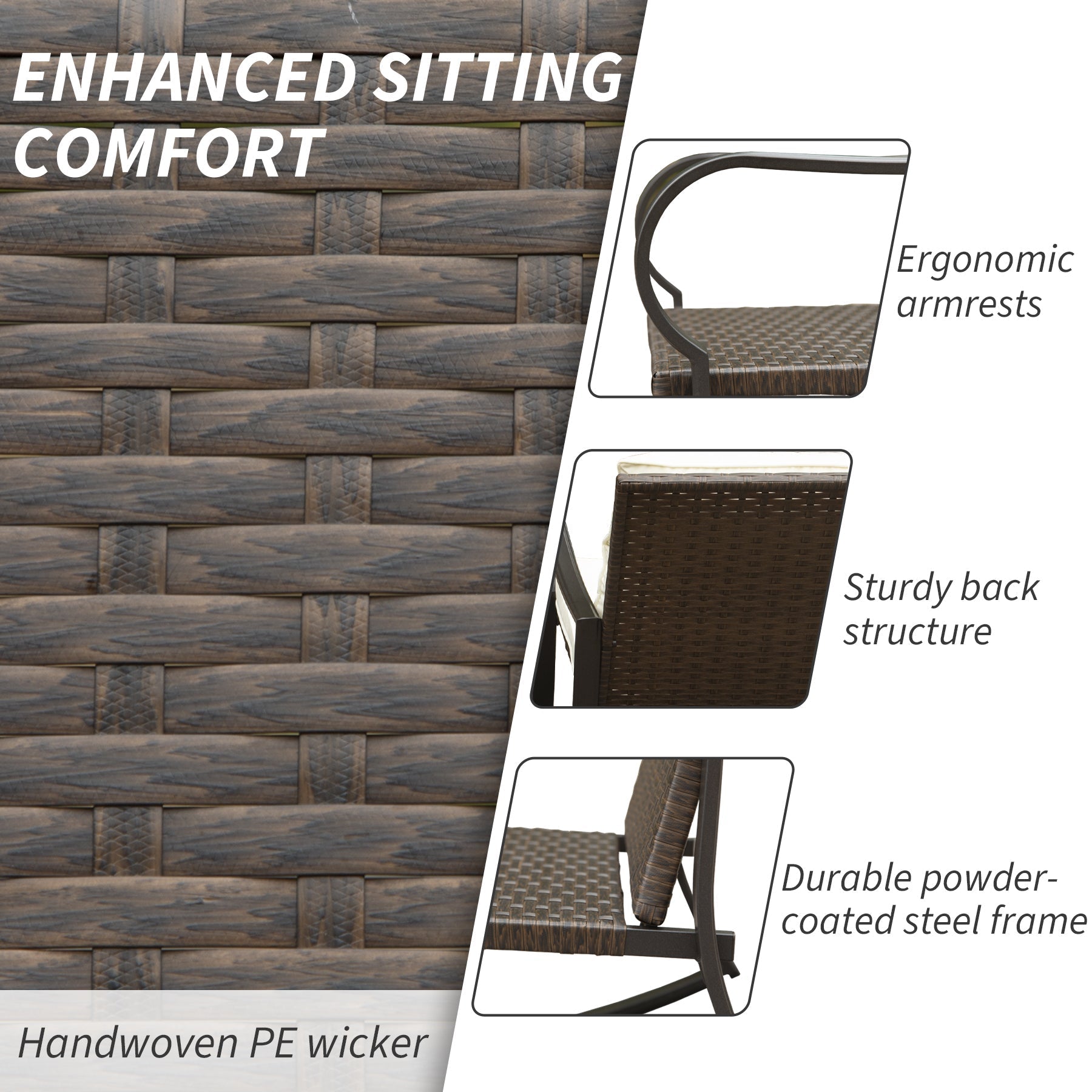 Metal 2-Person outdoor rocking seating group with cushions; wicker and steel frame on Tampa Home & Garden Store