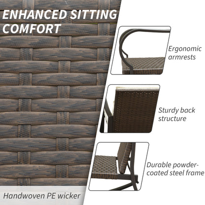 Metal 2-Person outdoor rocking seating group with cushions; wicker and steel frame on Tampa Home & Garden Store