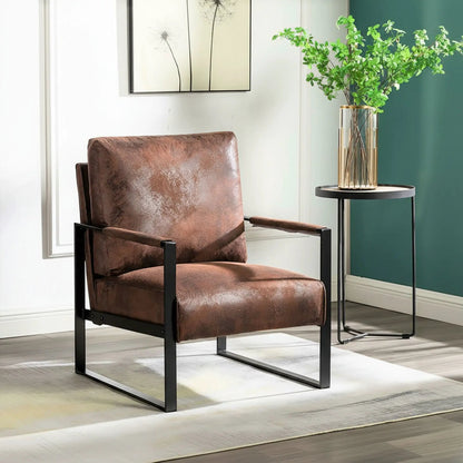 Accent Chair With Durable Square Frame Brown