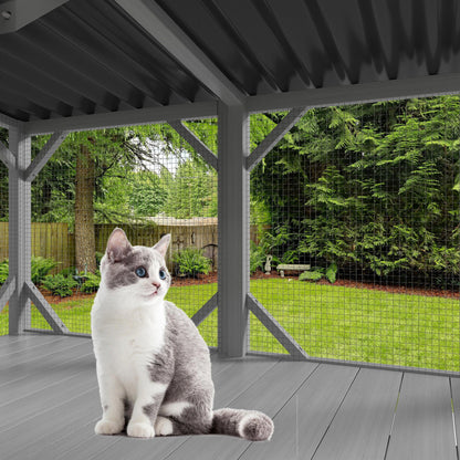 Cat Window Box cage grey metal frame with wire mesh panels for outdoor cat enclosure on Tampa Home & Garden Store