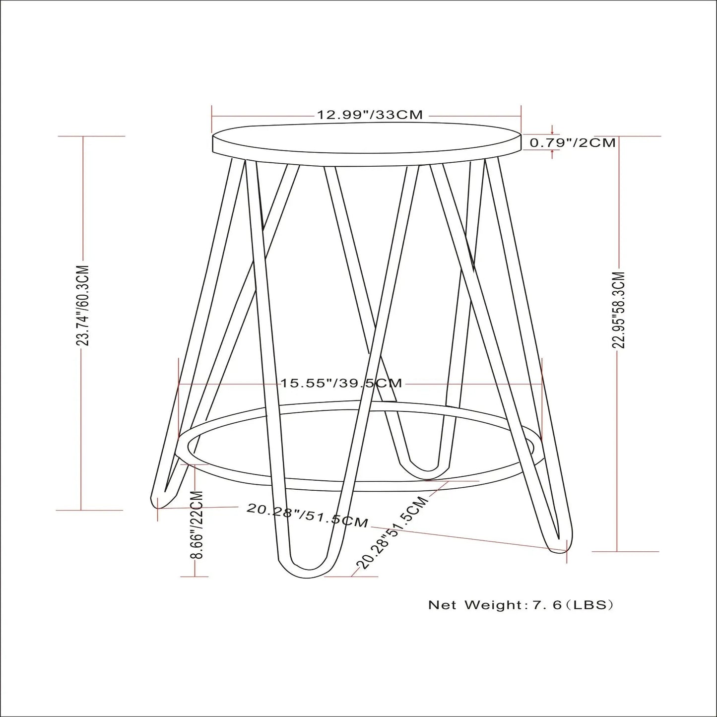 Simeon Multifunctional Metal Stool with Wood Seat