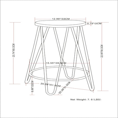 Simeon Multifunctional Metal Stool with Wood Seat