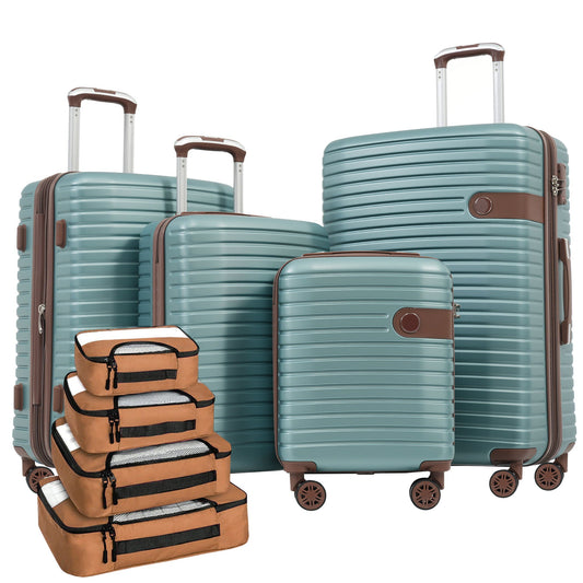 4-piece hard-shell luggage set turquoise with brown accents and 4 packing cubes HouseOfZazla on Tampa Home & Garden Store