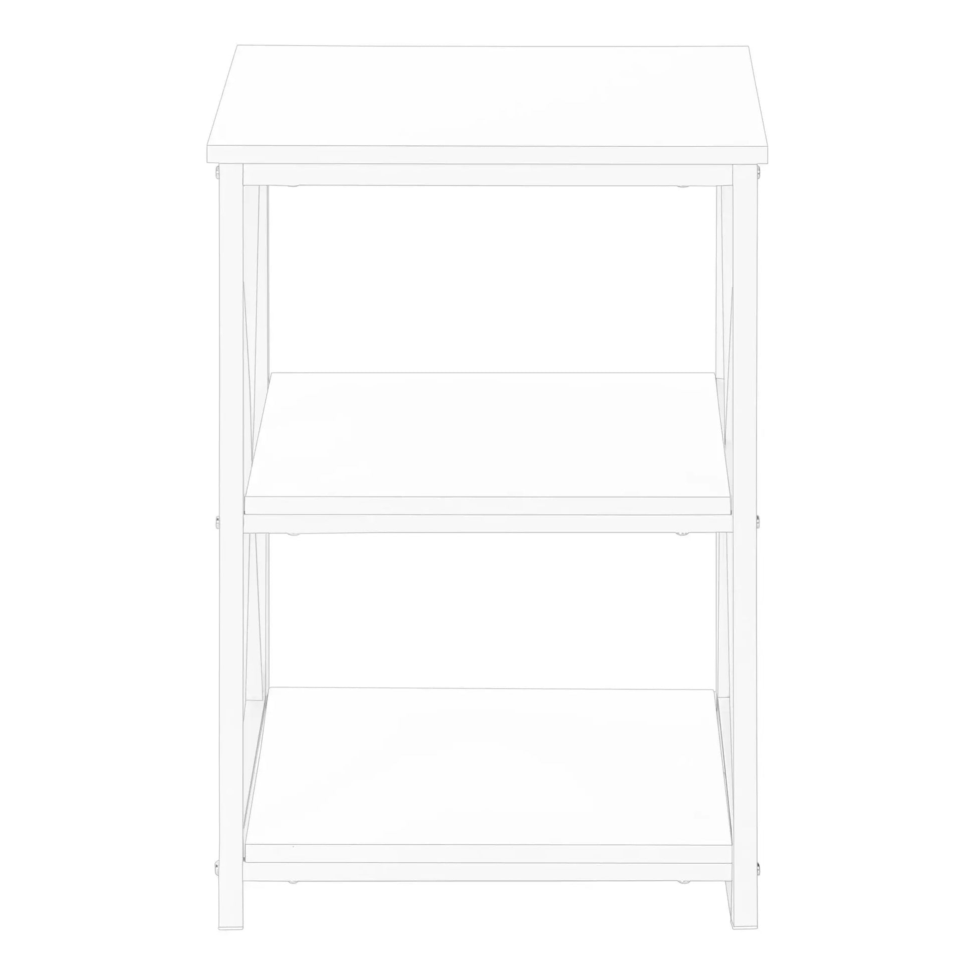3 Tier Marble Look Accent Table line drawing with rectangular top, two shelves, modern style on Tampa Home & Garden Store