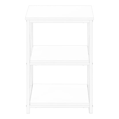 3 Tier Marble Look Accent Table line drawing with rectangular top, two shelves, modern style on Tampa Home & Garden Store