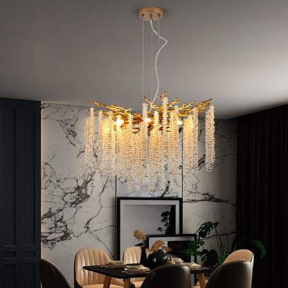 24-inch modern golden pendant chandelier with cascading crystal strands, HouseOfZazla on Tampa Home & Garden Store