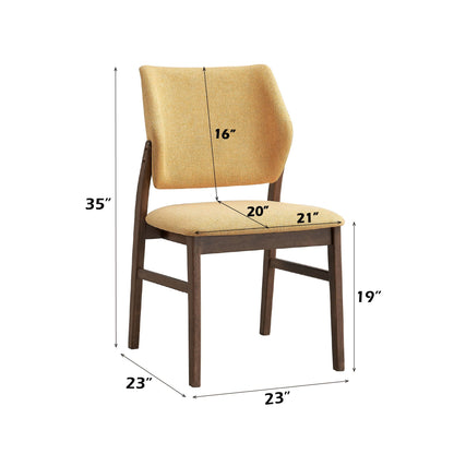 HouseOfZazla padded seat side chair set of 2 in yellow fabric with wooden legs on Tampa Home & Garden Store