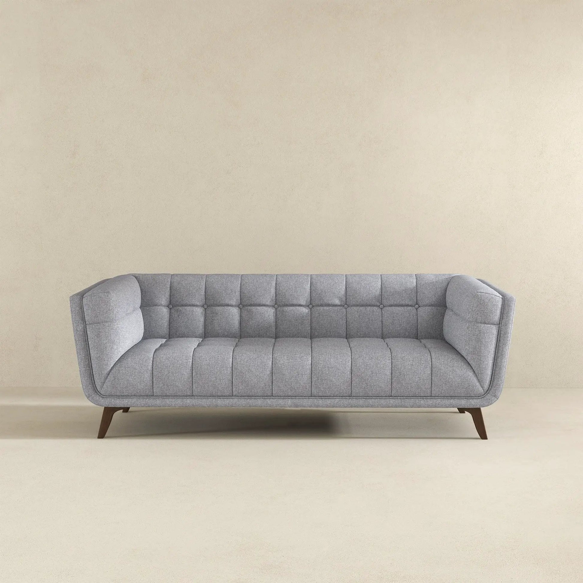 Addison mid-century tufted sofa in gray fabric with wood legs stationary Unique Piece Furniture on Tampa Home & Garden Store