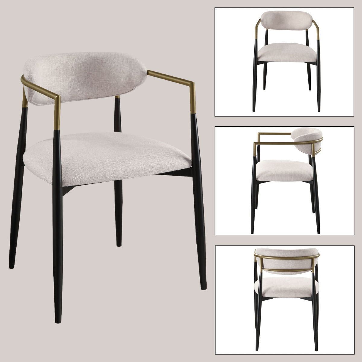 HouseOfZazla black contemporary chair set with metal frame, beige upholstered seats set of 2 on Tampa Home & Garden Store