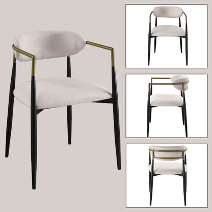 HouseOfZazla black contemporary chair set with metal frame, beige upholstered seats set of 2 on Tampa Home & Garden Store