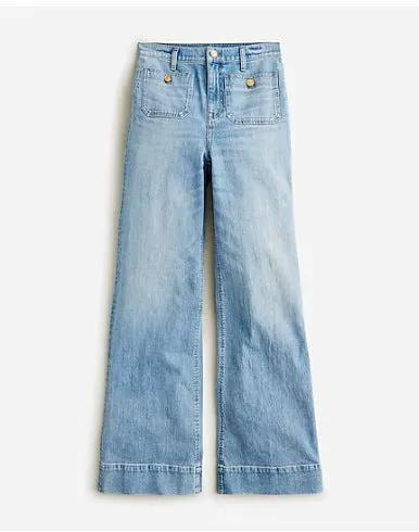 Loose Leisure Washed-out Button Slightly Flared Jeans in light denim by FLIPSTYLEZLLC on Tampa Home & Garden Store