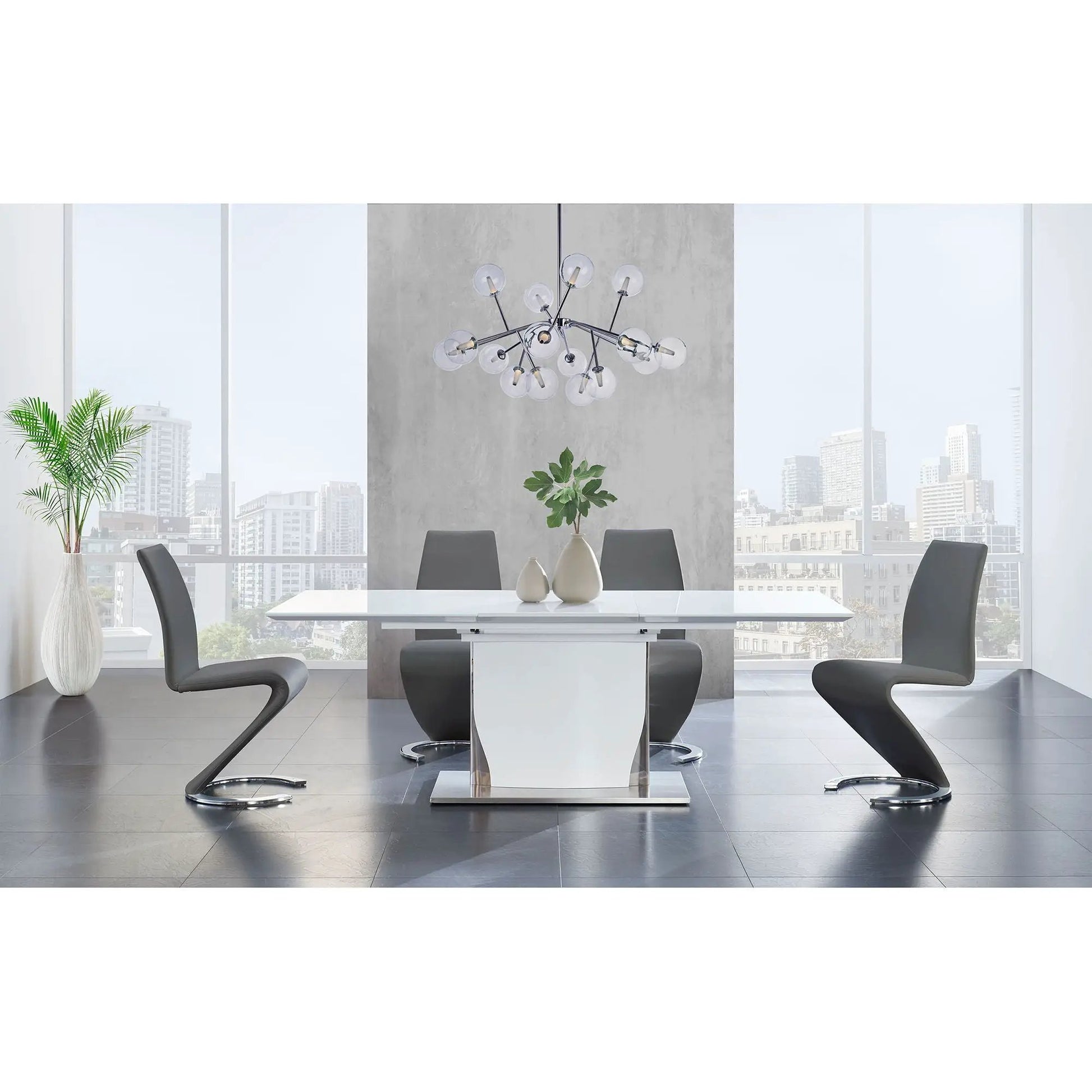 Marcus Horseshoe Dining Chairs (Set of 2), black seats with chrome cantilever bases on Tampa Home & Garden Store