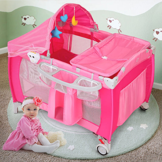 Foldable Baby Crib Playpen with Mosquito Net and Bag - Tampa Home & Garden Store