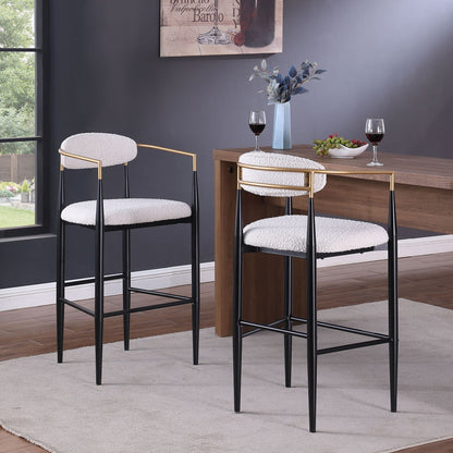 Beige Upholstered Bar Stools For Kitchen Island