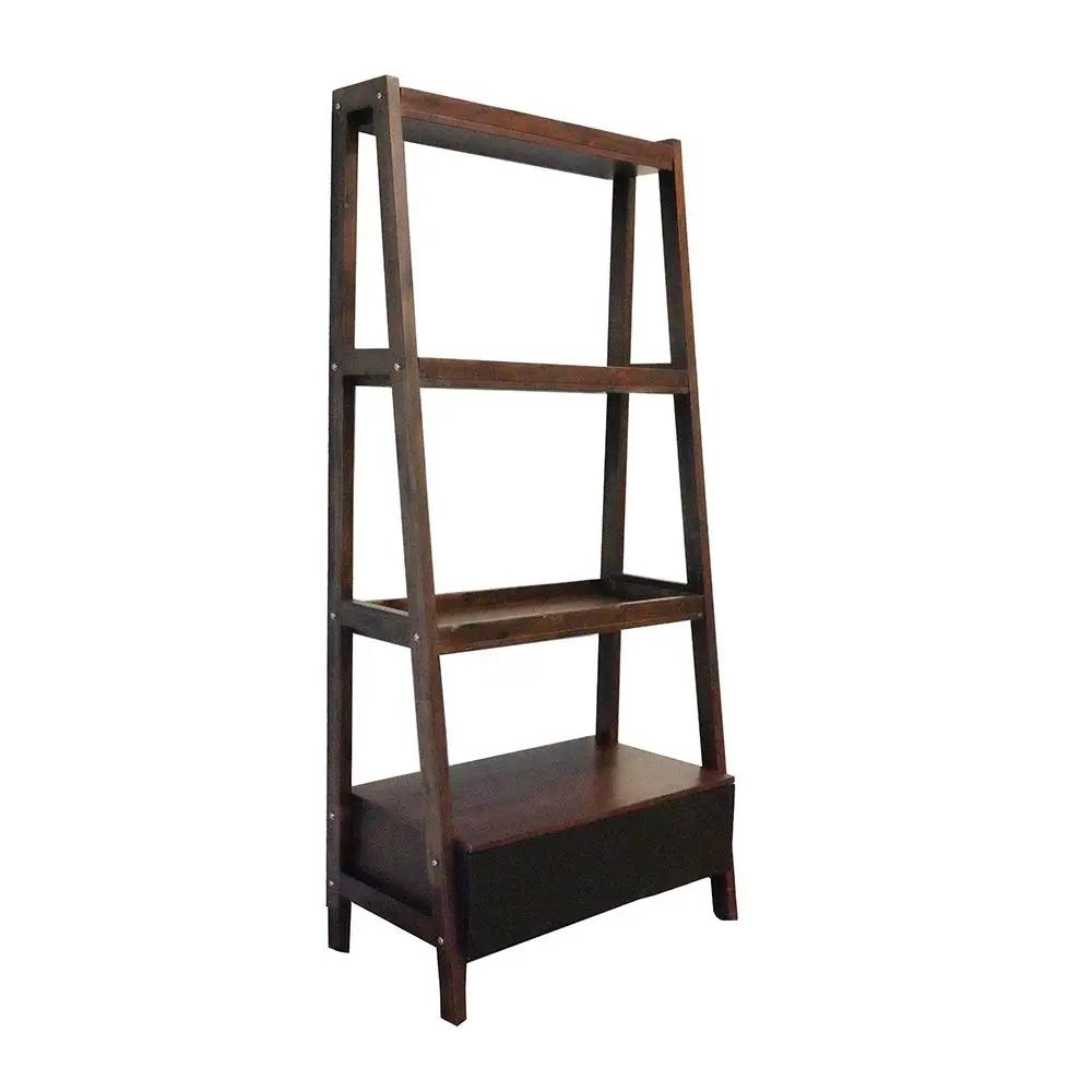 Ladder Shelf and Display Shelf Natural Wood Brown