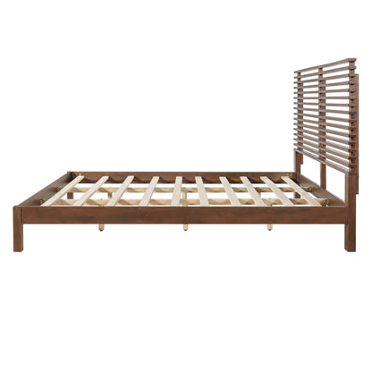 King Bed Frame with Walnut Headboard and Wood