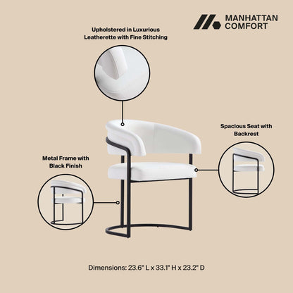 Geometric Base Dining Chair white vegan upholstery Arm Chair HouseOfZazla black metal frame on Tampa Home & Garden Store