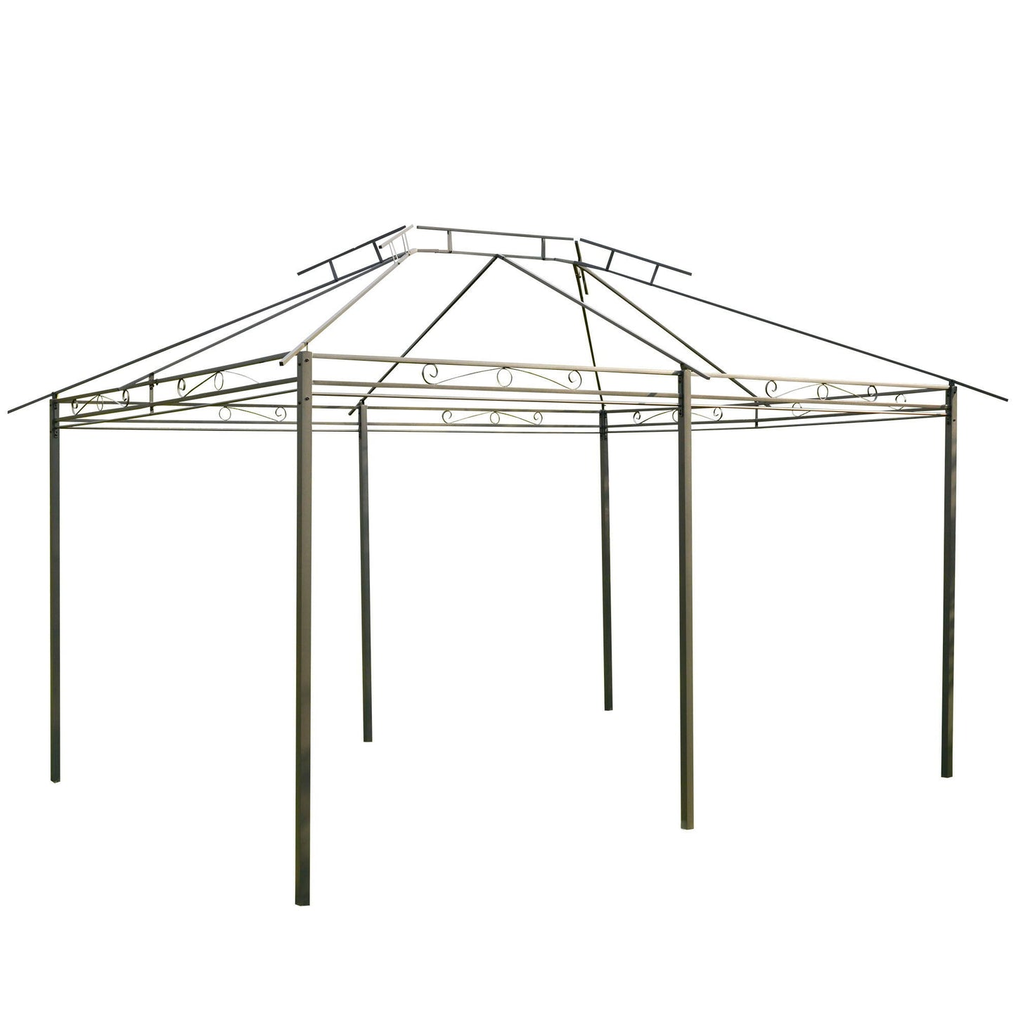 Outsunny patio gazebo frame in sage gray steel with decorative scroll railing on Tampa Home & Garden Store
