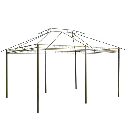 Outsunny patio gazebo frame in sage gray steel with decorative scroll railing on Tampa Home & Garden Store