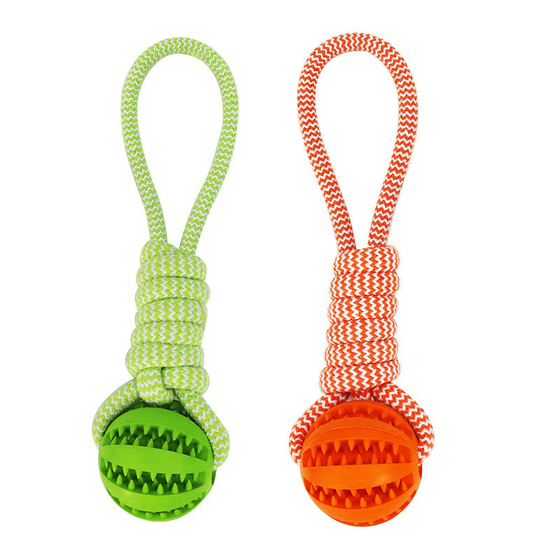 Dog chew toy set: two bite-resistant rope balls in green and orange for small dogs on Tampa Home & Garden Store
