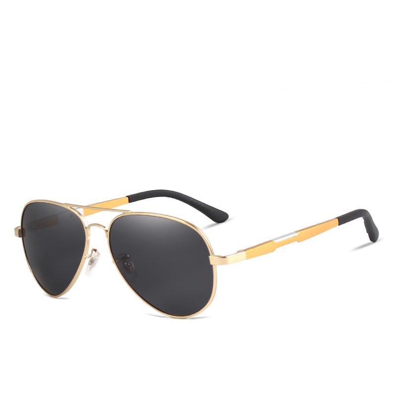 Aviator sunglasses Stevvex with gold aluminum frame, polarized dark lenses on Tampa Home & Garden Store
