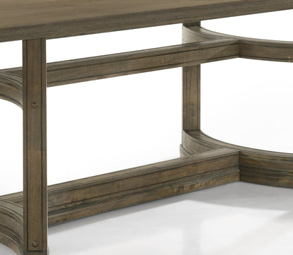 Parfield Weathered Oak Dining Table with open lower shelf rails on Tampa Home & Garden Store