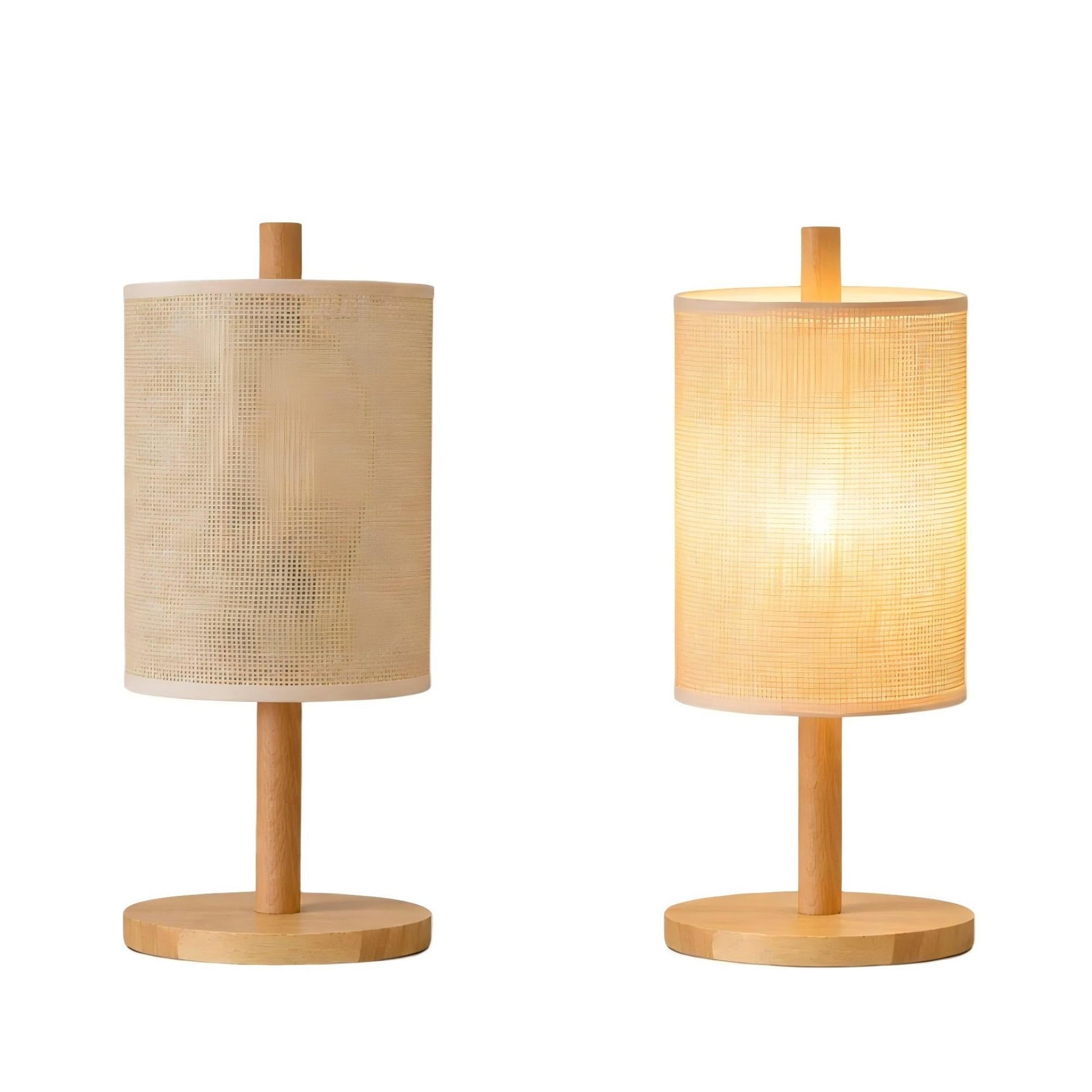 Modern Classic Desk Lamp pair with woven beige shades on wood bases HouseOfZazla on Tampa Home & Garden Store